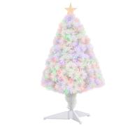 HOMCOM 2.5FT Prelit Artificial Tabletop Christmas Tree w/ Fibre Optics for Desk