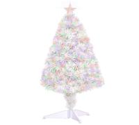 HOMCOM 2.5FT Prelit Artificial Tabletop Christmas Tree with Fibre Optics Holiday