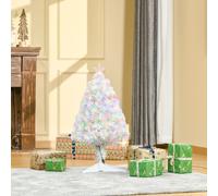 Christmas Time 2.5FT Prelit Artificial Tabletop Christmas Tree with Fibre Optics Holiday Home Xmas Decoration for Table and Desk - White | TJ Hughes