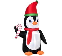 Homcom 2.5m Inflatable Christmas Penguin Holding Candy Cane Built-in LED for Party