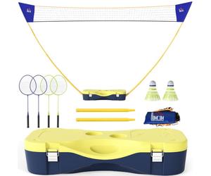 HOMCOM 2.8m Portable Folding Badminton Net Set with 4 Badminton Rackets | 2 Nylon Shuttlecocks, for Adults Kids, Indoor Outdoor, Exercise Training