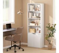 Homcom 2 Door 4 Shelves Bookcase Wooden Storage Cabinet Display Unit White