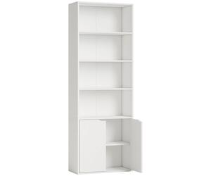 HOMCOM 2 Door 4 Shelves Tall Bookcase Modern Storage Cupboard Display Unit for Living Room Study Bedroom Home Office Furniture White Aosom UK