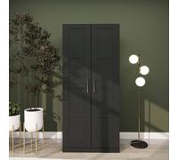 HOMCOM Wardrobe for Bedroom, Double Wardrobe with Hanging Rail, Black - Black