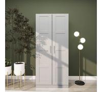 Homcom Wardrobe For Bedroom, Double Wardrobe With Hanging Rail, Grey, Grey