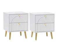 HOMCOM 2-Drawer Bedside Table Set of 2 - White