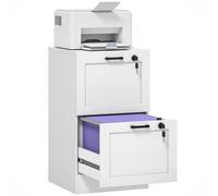 HOMCOM 3-Drawer File Cabinet, Lockable Filing Cabinet for A4 Letter, White, White
