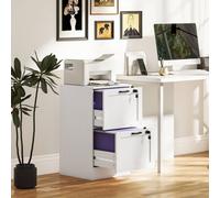 HOMCOM 2-Drawer File Cabinet Lockable White, none