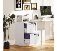 Portland 2 Drawer White Lockable Filing Cabinet with Keys - Size: 71 x 40 x 40cm - Wilko