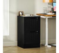 HOMCOM 2 Drawer File Cabinet with Lock and Adjustable Hanging Bars, Black - Black - 2