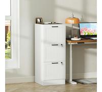 HOMCOM 2 Drawer File Cabinet with Lock and Adjustable Hanging Bars, Black - White - 3
