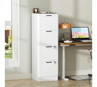 HOMCOM 2 Drawer File Cabinet with Lock and Adjustable Hanging Bars, Black - White - 4