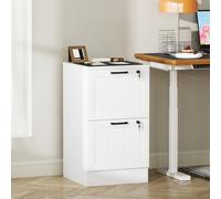 HOMCOM 2 Drawer File Cabinet with Lock and Adjustable Hanging Bars, White