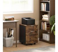 HOMCOM 2-Drawer Filing Cabinet - Adjustable Hanging Bars for A4 & Letter - Brown