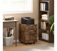 HOMCOM 2-Drawer Filing Cabinet - Adjustable Hanging Bars for A4 & Letter - Brown