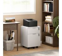 HOMCOM 2 Drawer Filing Cabinet with Adjustable Hanging Bars for A4 & Letter in White HOMCOM White