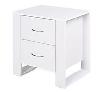 Homcom 2 Drawer Modern Bedside Table with Handles White 480 x 390 x 540 mm