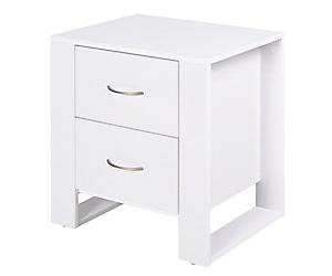 Homcom 2 Drawer Modern Bedside Table with Handles White 480 x 390 x 540 mm