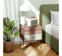 HOMCOM 2-Drawer Nightstand, Sofa Bedside Table for Living Room, Bedroom in Brown HOMCOM Brown