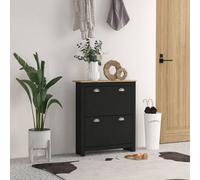 HOMCOM 2 Drawer Shoe Cabinet Narrow Shoe Cupboard with Flip Doors, Black HOMCOM Black