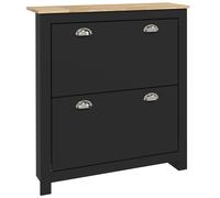 HOMCOM 2 Drawer Shoe Cabinet Narrow Shoe Cupboard with Flip Doors, Black