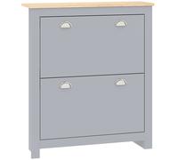 HOMCOM 2 Drawer Shoe Cabinet Narrow Shoe Cupboard with Flip Doors, Grey