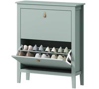 HOMCOM 2 Drawer Shoe Cabinet with Flip Doors for Hallway, Entryway, Green | Size: Small HOMCOM Green Small