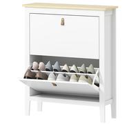 Homcom 2 Drawer Shoe Cabinet With Flip Doors For Hallway, Entryway, White