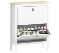 HOMCOM 2 Drawer Shoe Cabinet with Flip Doors for Hallway - Entryway - White | TJ Hughes
