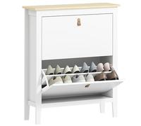 Pisa 2 Drawer Shoe Cabinet with Flip Doors for Hallway, Entryway, White, none