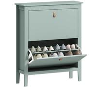Pisa 2 Drawer Shoe Cabinet with Flip Doors for Hallway, Entryway, Green, none