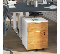 HOMCOM 2 Drawer Vertical Filing Cabinet Lockable File Cabinet on Wheels in Brown HOMCOM Brown