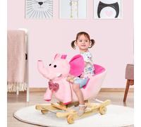 2-in-1 Baby Rocking Horse Ride On Elephant W/ Wheels Music, Pink