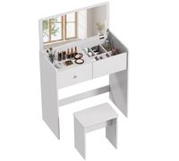 Homcom 2-In-1 Dressing Table With Flip Top Mirror And Hidden Stool, White