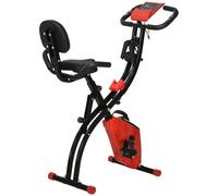 HOMCOM 2-in-1 Folding Exercise Bike, Foldable Stationary Bike with 8-Level Adjustable Magnetic Resistance, Arm Resistance Band, Pulse Sensor and LCD Monitor, Green Red Wine