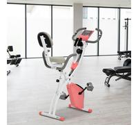 HOMCOM 3-in-1 Folding Exercise Bike, Foldable Stationary Bike with 8-Level Adjustable Magnetic Resistance, Arm Resistance Band, Pulse Sensor and LCD Monitor, Pink