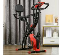 HOMCOM 2-In-1 Folding Exercise Bike with 8-Level Magnetic Resistance Black - Red