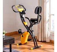 HOMCOM 3-in-1 Folding Exercise Bike, Foldable Stationary Bike with 8-Level Adjustable Magnetic Resistance, Arm Resistance Band, Pulse Sensor and LCD Monitor, Yellow