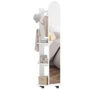 HOMCOM 2-in-1 Full Length Mirror with Storage Shelves White