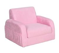 HOMCOM 2 In 1 Kids Armchair Sofa Bed Fold Out Padded Wood Frame Bedroom Pink