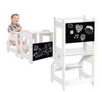 HOMCOM 2 in 1 Kids Kitchen Step Stool with Safety Rail 42 x 44 x 86 cm, White