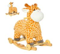 HOMCOM 2 In 1 Kids Todder Rocking Horse Plush with Wheels for 3-6 Years
