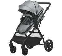 HOMCOM 2 in 1 Pushchair Stroller w/ Reversible Seat Single Hand Foldable Grey