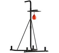 HOMCOM 2-in-1 Punching Bag Stand, 170-190cm Freestanding Boxing Punch Bag Hanger, Speed Ball Station Platform, for Home, Gym, Black