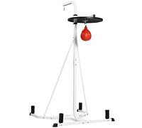 HOMCOM 2-in-1 Punching Bag Stand, 170-190cm Freestanding Boxing Punch Bag Hanger, Speed Ball Station Platform, for Home, Gym, White