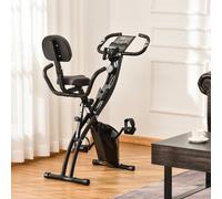 HOMCOM 2-in-1 Folding Exercise Bike Upright Cycling Magnetic w/Resistant Band Bl
