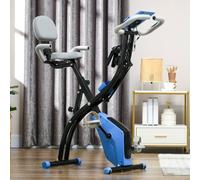 HOMCOM 3-in-1 Folding Exercise Bike, Foldable Stationary Bike with 8-Level Adjustable Magnetic Resistance, Arm Resistance Band, Pulse Sensor and LCD Monitor, Light Blue