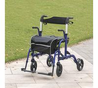 Homcom 2 In 1 Wheelchair & Folding Rollator Walker Combo, Pearl Blue Blue One Size