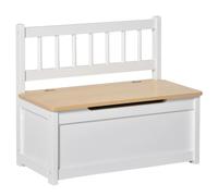 HOMCOM 2 In 1 Wooden Toy Box - Seat Storage Bench - White | TJ Hughes