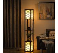 Homcom 2-Light Modern Floor Lamp With Shelves For Living Room, Bedroom, Black